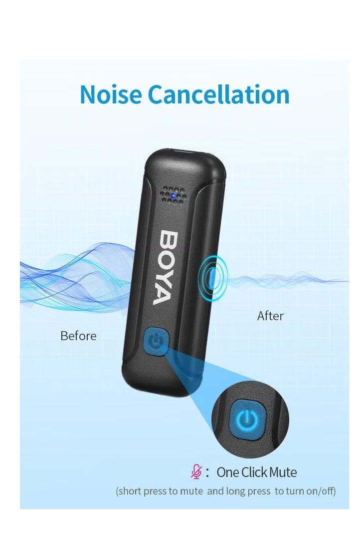 BOYA BY-WM3T-M2 Wireless Lavalier Microphone for 3.5mm TRS Smartphone Camera, 2-in-1 Plug-Play Mic with Charging Case for Video Recording Interview Youtubers Vloggers, 100M Transmission Range - Image 4