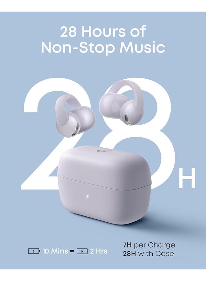 Soundcore C50i by Anker, Open-Ear Headphones, Clip-On Earbuds, Ultra-Comfort, FlexiClip Design, 12mm Drivers for Powerful Bass, AI Clear Calls, 28H Playtime, Secure Fit, Hi-Res, IP55, Bluetooth 6.0 purple - Image 4