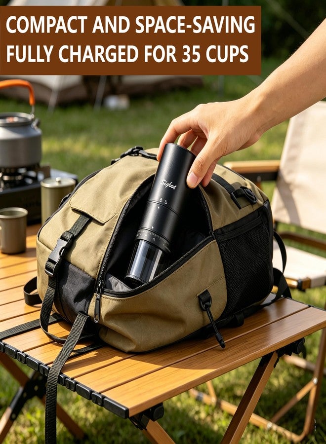 SIGBOT Portable Electric Coffee Grinder - 38 Grind Settings, Conical Burr & Black Stainless Steel Body, Rechargeable Mill for Espresso, Moka Pot, Ideal for Camping and Travel - Image 5