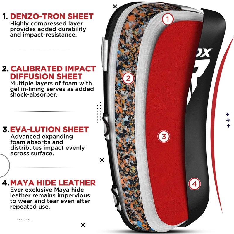RDX Muay Thai Pad for Training, Curved Kickboxing Kicking Strike Shield, Coaching Kick Boxing, MMA, Martial Arts, Karate, Taekwondo, Punching, Foot, Knee and Elbow Target (One Pad Only) - Image 4
