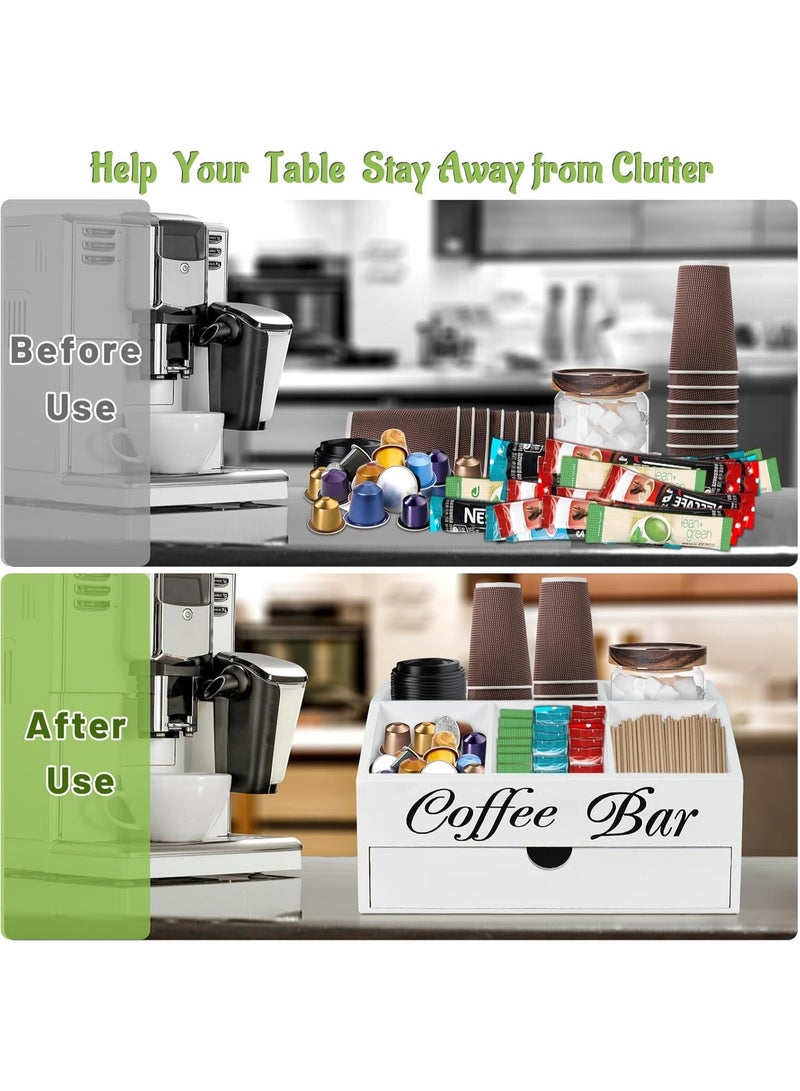 FALAHOM Coffee Station Organizer, Farmhouse Wood Coffee Bar organizer Countertop for Accessories, Pod Syrup Condiment Organizer Holder - Image 5