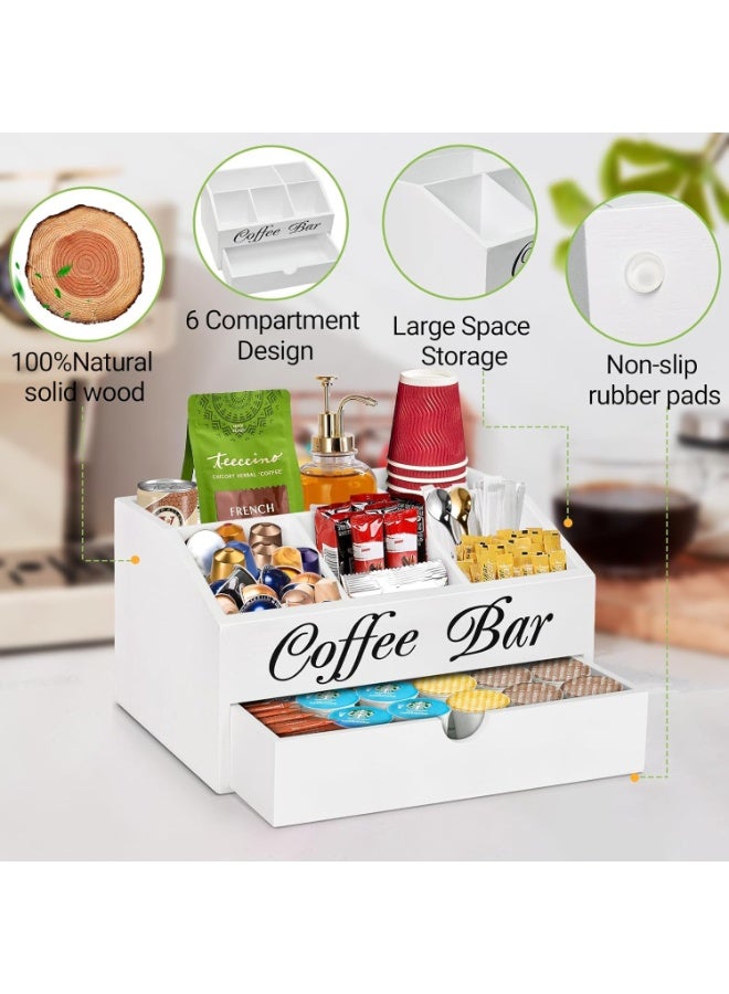 FALAHOM Coffee Station Organizer, Farmhouse Wood Coffee Bar organizer Countertop for Accessories, Pod Syrup Condiment Organizer Holder - Image 4