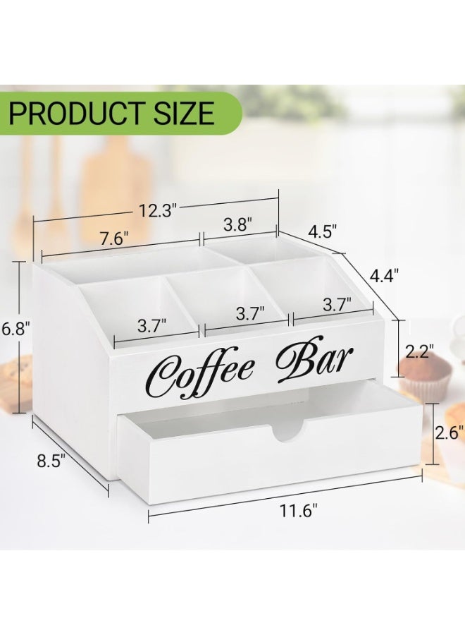 FALAHOM Coffee Station Organizer, Farmhouse Wood Coffee Bar organizer Countertop for Accessories, Pod Syrup Condiment Organizer Holder - Image 3