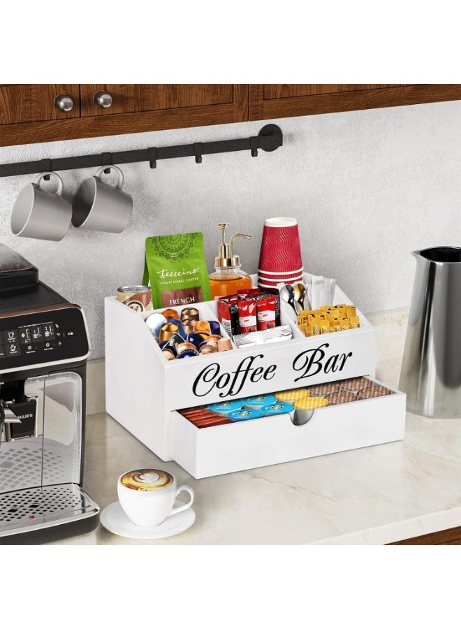 FALAHOM Coffee Station Organizer, Farmhouse Wood Coffee Bar organizer Countertop for Accessories, Pod Syrup Condiment Organizer Holder - Image 2