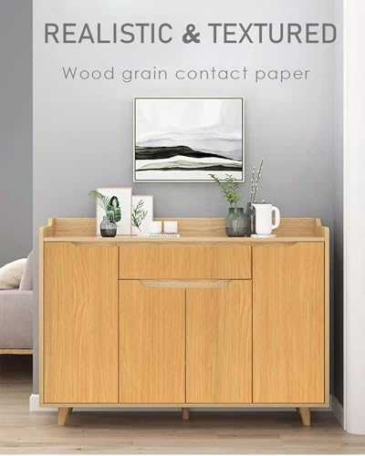 Sevalo Wood Contact Paper Wood Peel and Stick Wallpaper Light Wooden Grain Contact Paper for Cabinets and Drawers Self Adhesive Removable Wallpaper 17.7inW 630inL Oak Natural Easy to Install & Clean - Image 2