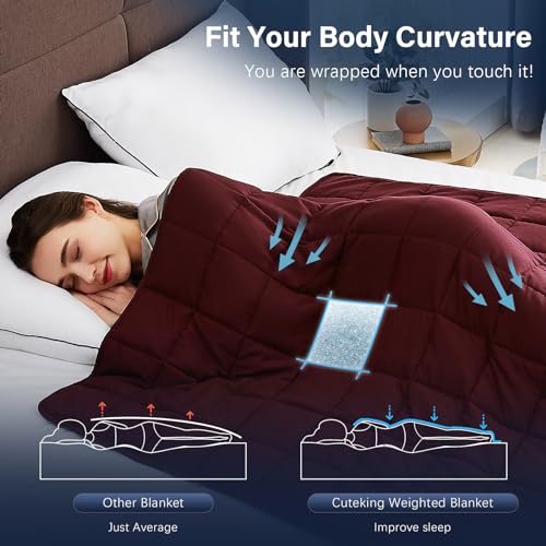 CuteKing Weighted Blanket for Adults: Weighted Blanket with Premium Glass Beads - Breathable Heavy Blanket for Comfort Sleep - Thick Blanket for Adult All Season (12lbs, 48"x72", Claret Red) - Image 5