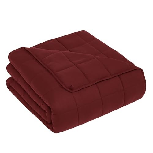 CuteKing Weighted Blanket for Adults: Weighted Blanket with Premium Glass Beads - Breathable Heavy Blanket for Comfort Sleep - Thick Blanket for Adult All Season (12lbs, 48"x72", Claret Red) - Image 1