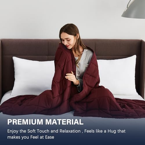 CuteKing Weighted Blanket for Adults: Weighted Blanket with Premium Glass Beads - Breathable Heavy Blanket for Comfort Sleep - Thick Blanket for Adult All Season (12lbs, 48"x72", Claret Red) - Image 2
