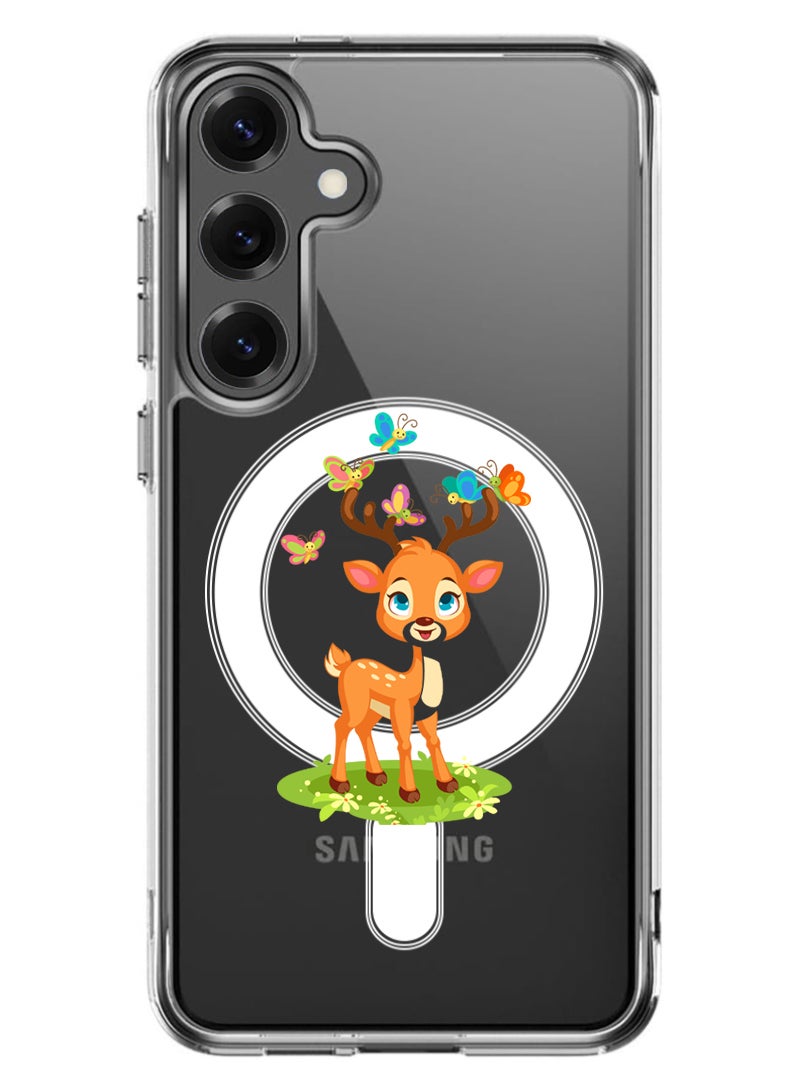 Theodor Magnetic Case for Samsung Galaxy S25 6.2-inch Compatible with MagSafe Wireless Charging, Shockproof Phone Bumper Cover deer - Image 1