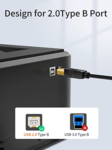 CableCreation USB B to USB C Printer Cable 6.6FT, Type B to Type C Printer Cord for MacBook Pro, Air, MIDI Cable for Yamaha Casio Digital Piano, MIDI Keyboard, DJ Controller, DAC to iPad - 2M, Black - Image 4