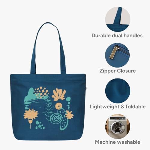 EcoRight Eco Right Large Canvas Tote Bag for Women, Zipper Handbags for Women Inner Pocket for Shopping, Office & Daily Use (Pack of 2) - Image 3
