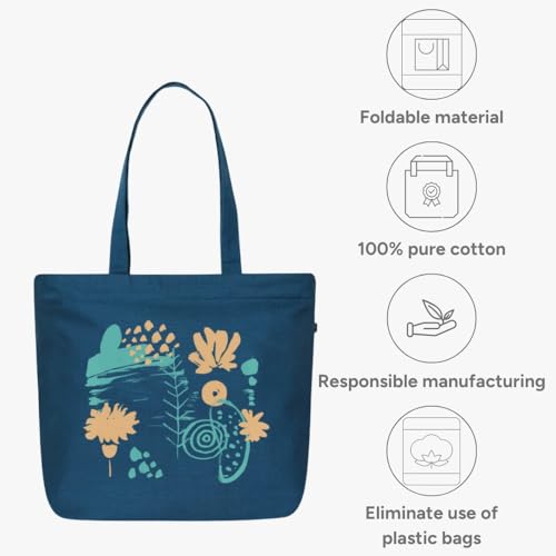 EcoRight Eco Right Large Canvas Tote Bag for Women, Zipper Handbags for Women Inner Pocket for Shopping, Office & Daily Use (Pack of 2) - Image 2