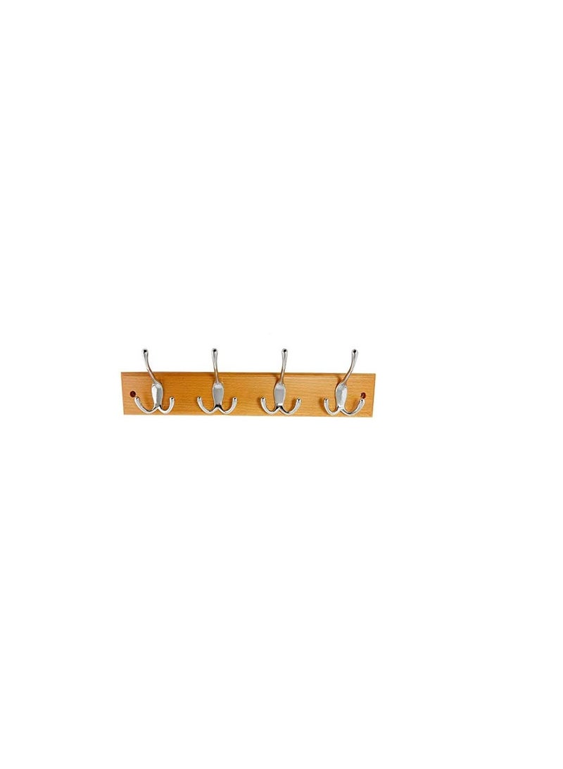 ROBUSTLINE Hat and Coat Hook on Wooden Plate Light Teak Color 4X3 Hooks  - Image 2