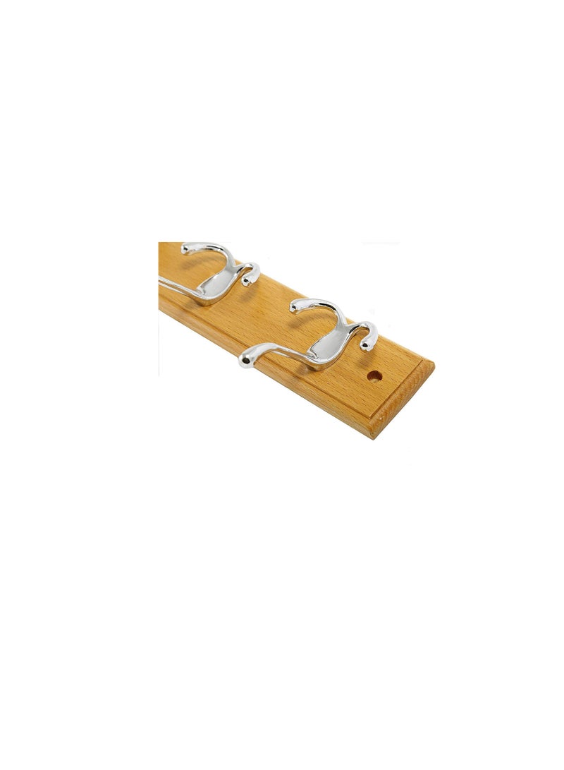 ROBUSTLINE Hat and Coat Hook on Wooden Plate Light Teak Color 4X3 Hooks  - Image 3