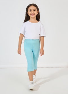 Styli Basic Capri Leggings with Elastic Waistband  - Image 2