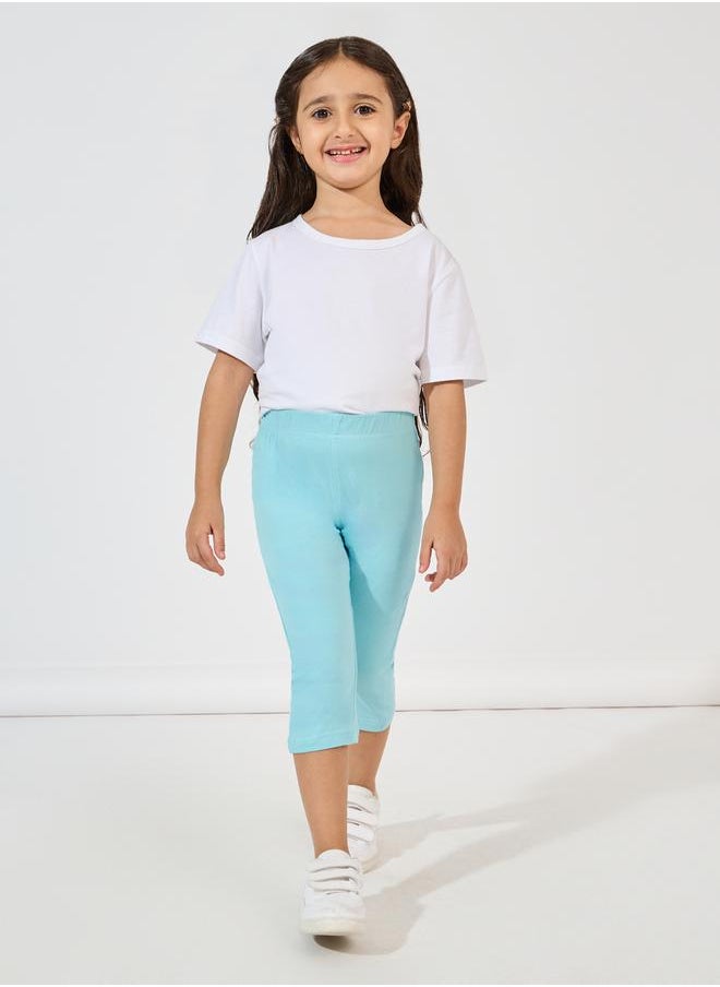 Styli - Basic Capri Leggings with Elastic Waistband - Image 1