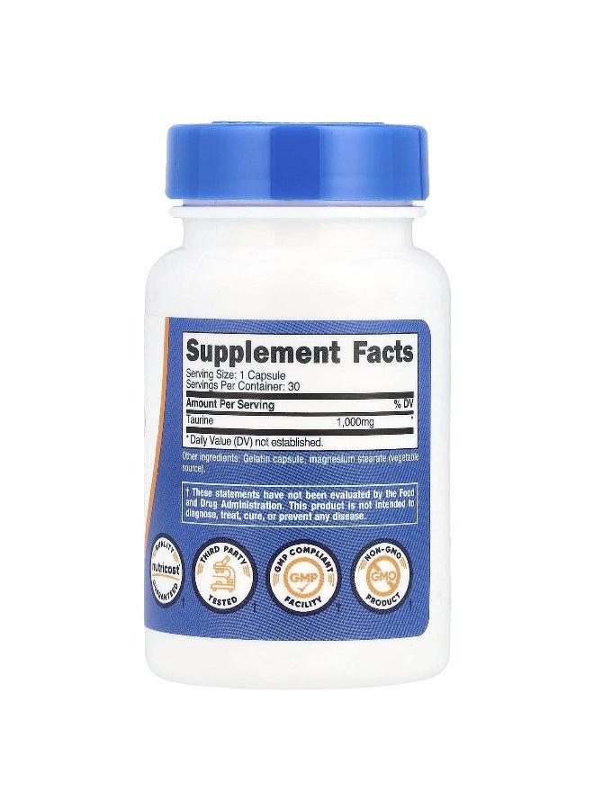 Nutricost نوتريكوست، تورين، 1,000 ملغ، 30 كبسولة - Image 2