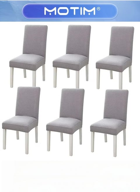 6Pcs Chair Covers for Dining Room Stretch Removable Washable Dining Room Chair Covers Seat Protector Dining Chair Slipcovers for Dining Room Hotel Light Grey