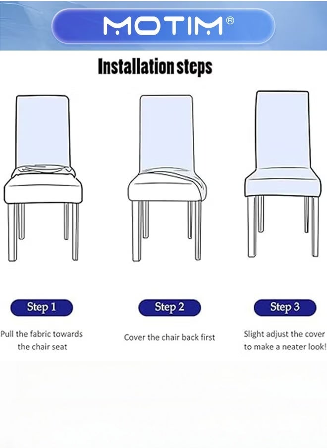 Motim 6Pcs Chair Covers for Dining Room Stretch Removable Washable Dining Room Chair Covers Seat Protector Dining Chair Slipcovers for Dining Room Hotel Light Grey - Image 4