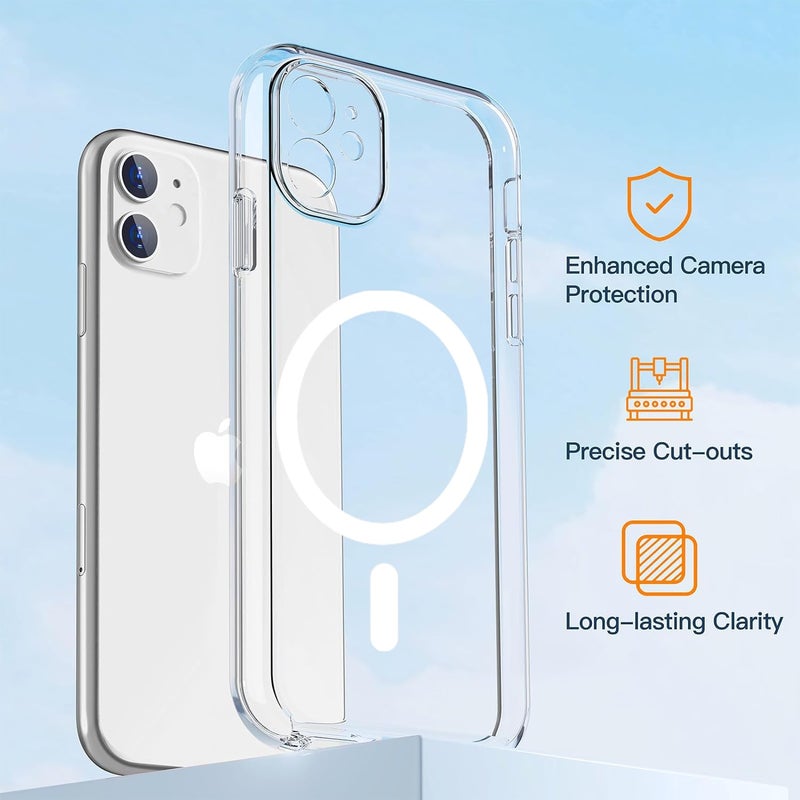 COOLQO Magnetic for iPhone 11 Phone Case with Screen Protectors, Compatible with MagSafe, Military Grade Drop Protection, Dual Layer Heavy Duty Protective Shockproof Phone Case 6.1 inch, Clear - Image 4