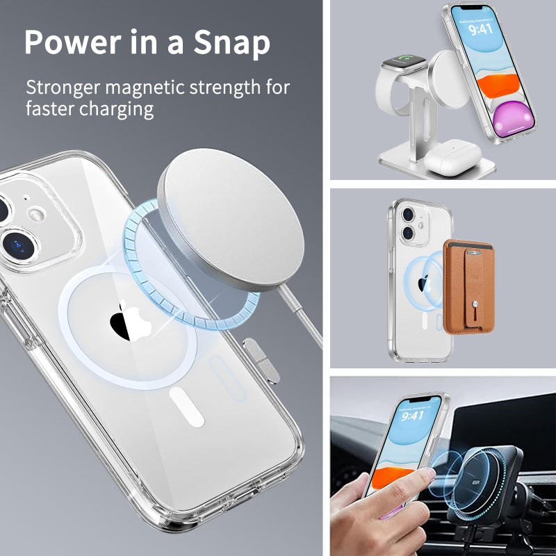 COOLQO Magnetic for iPhone 11 Phone Case with Screen Protectors, Compatible with MagSafe, Military Grade Drop Protection, Dual Layer Heavy Duty Protective Shockproof Phone Case 6.1 inch, Clear - Image 3