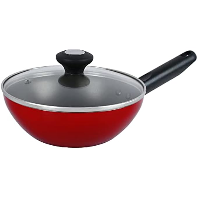 برستيج مقلاة ووك كلاسيكية غير لاصقة مع غطاء زجاجي 8 لتر 20 سم 3X مقلاة ووك فائقة الصلابة مع غطاء Pr20977 - Image 1