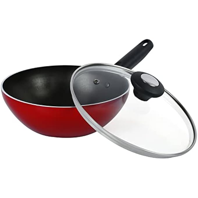 برستيج مقلاة ووك كلاسيكية غير لاصقة مع غطاء زجاجي 8 لتر 20 سم 3X مقلاة ووك فائقة الصلابة مع غطاء Pr20977 - Image 2