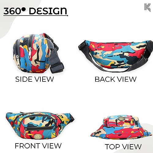 Kraptick Premium Unisex Waist Bag for Men and Women - Stylish Fanny Pack, Hip Bag, Travel Money Belt (Camouflage Red) - Image 4