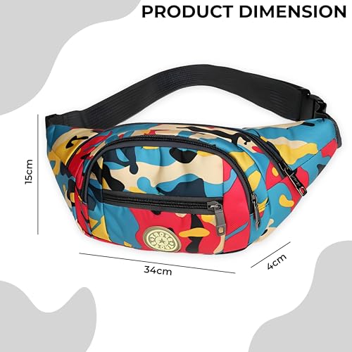 Kraptick Premium Unisex Waist Bag for Men and Women - Stylish Fanny Pack, Hip Bag, Travel Money Belt (Camouflage Red) - Image 3