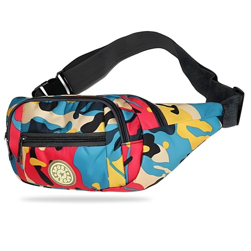 Kraptick Premium Unisex Waist Bag for Men and Women - Stylish Fanny Pack, Hip Bag, Travel Money Belt (Camouflage Red) - Image 1