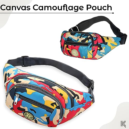 Kraptick Premium Unisex Waist Bag for Men and Women - Stylish Fanny Pack, Hip Bag, Travel Money Belt (Camouflage Red) - Image 2