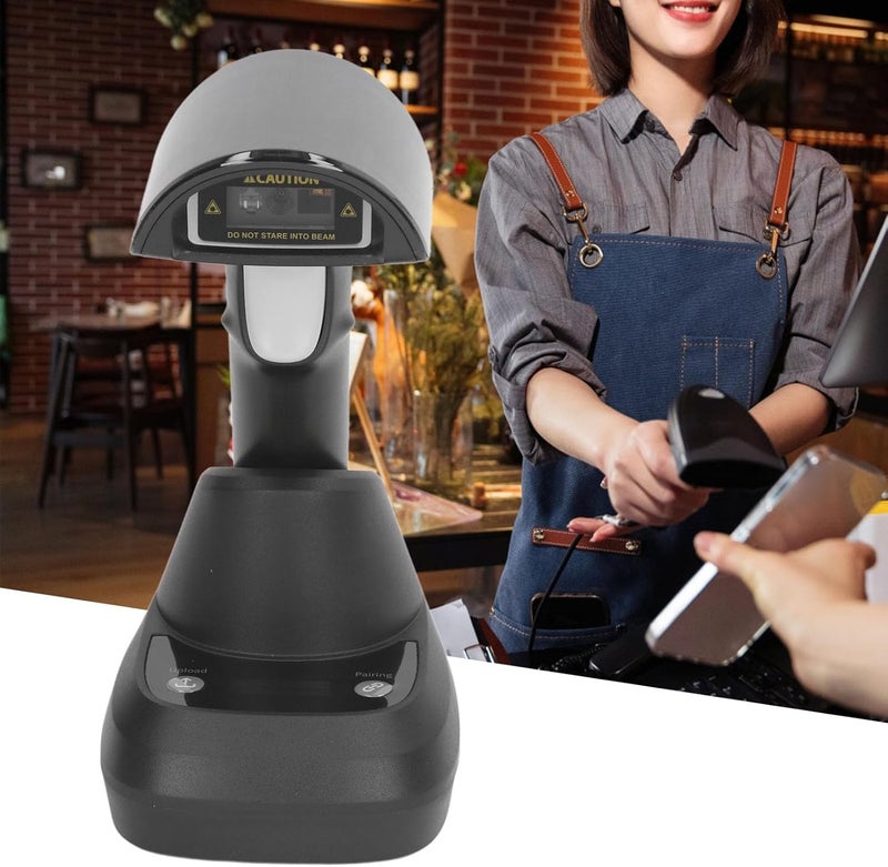 Blue Tooth Barcode Scanner, Wireless 1D 2D QR Code Reader with Base for Logistics Express Supermarkets Restaurants Red Light Scanning Upgraded Decoding Chips - Image 3