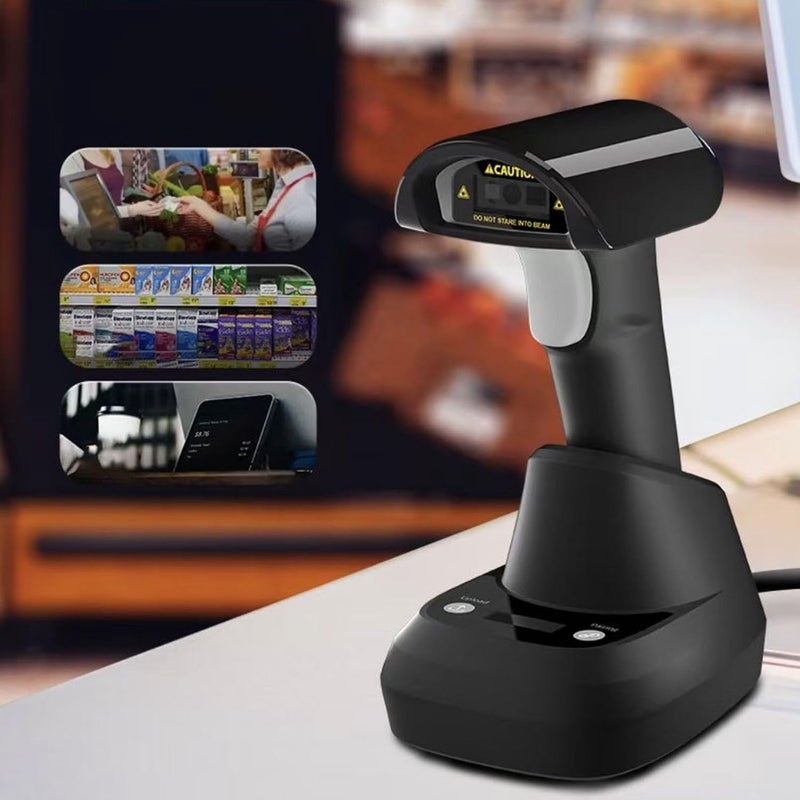 Blue Tooth Barcode Scanner, Wireless 1D 2D QR Code Reader with Base for Logistics Express Supermarkets Restaurants Red Light Scanning Upgraded Decoding Chips - Image 5