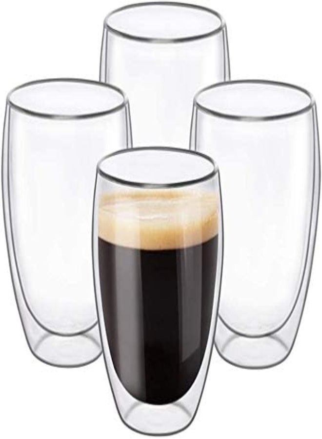 AKDC Double Wall Cup 350Ml Thermo Insulated Glass For Tea Coffee Espresso Cold Drinks Ice Cream (11.8Oz, Pack Of 4, Large 350Ml) - Image 4