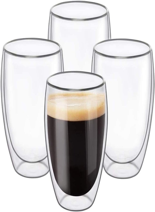AKDC Double Wall Cup 350Ml Thermo Insulated Glass For Tea Coffee Espresso Cold Drinks Ice Cream (11.8Oz, Pack Of 4, Large 350Ml) - Image 1