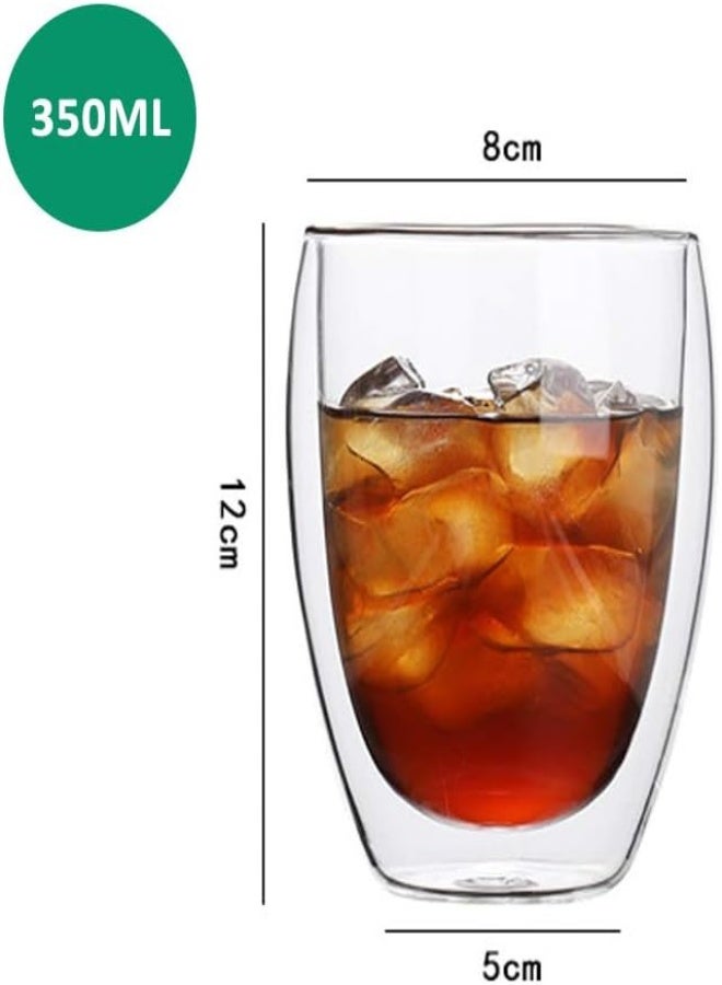 AKDC Double Wall Cup 350Ml Thermo Insulated Glass For Tea Coffee Espresso Cold Drinks Ice Cream (11.8Oz, Pack Of 4, Large 350Ml) - Image 2