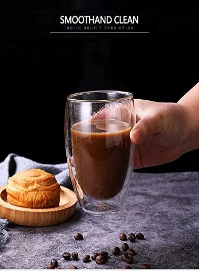 AKDC Double Wall Cup 350Ml Thermo Insulated Glass For Tea Coffee Espresso Cold Drinks Ice Cream (11.8Oz, Pack Of 4, Large 350Ml) - Image 3