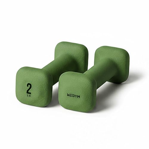 WeGym SafeGrip Square Dumbbells with Anti Slip Handles, Aesthetic Free Weights for Home Workouts, Stable Design Prevents Rolling during Floor Exercises (2LB, Pair Forest) - Image 1