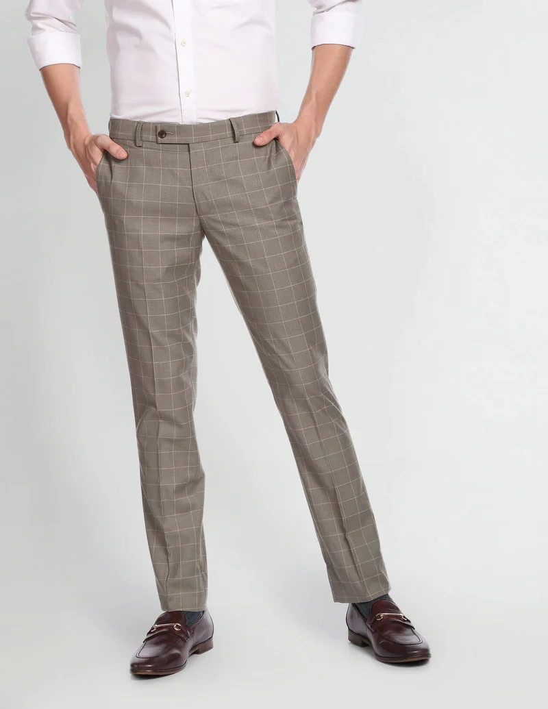 Windowpane Check Smart Flex Formal Trousers