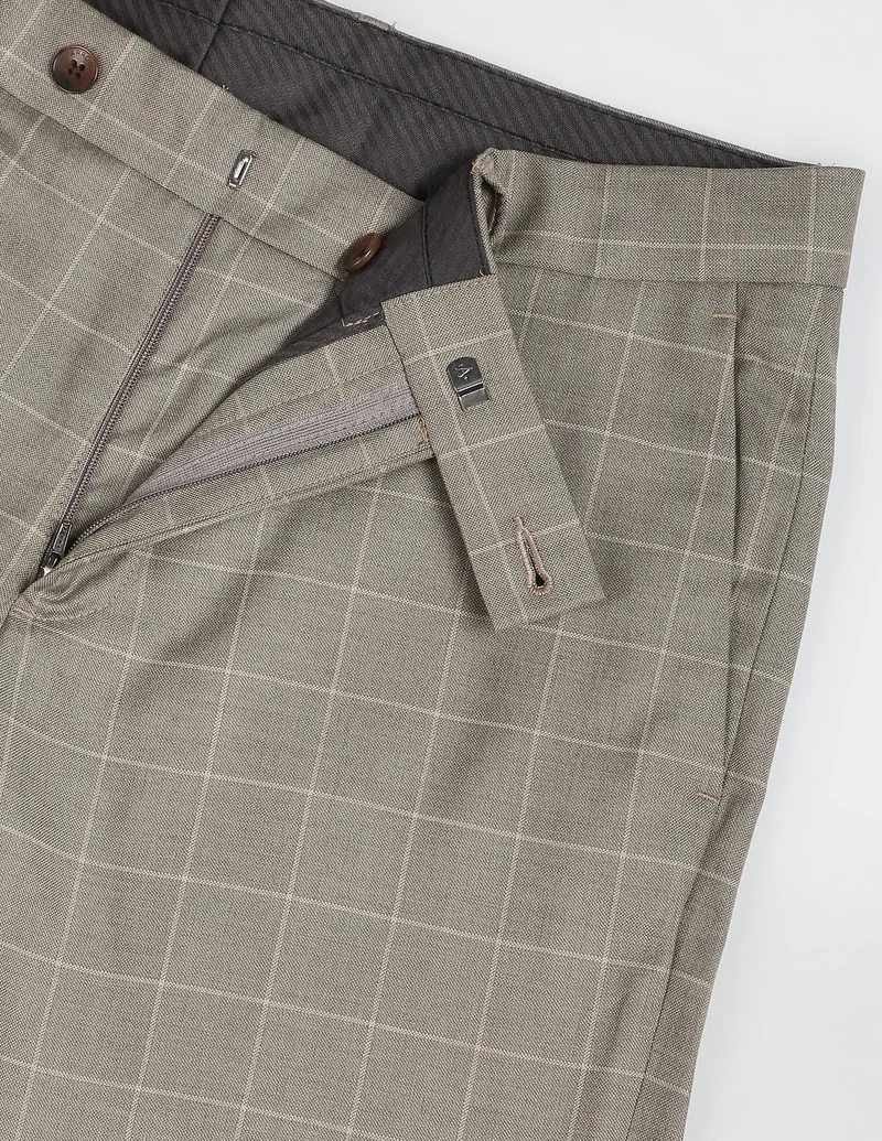 Arrow Brown Windowpane Check Smart Flex Formal Trousers for Men | Best Price UAE
