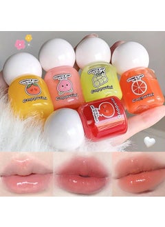 LuckNest 5 Colors Cute Lip Gloss Set Fruit Flavored Hydrating Lipgloss Moisturizing Lip Stain Plumping Lipstick Water Lip Gloss Waterproof Long Lasting Tinted Glossy Lip Makeup for Girls 