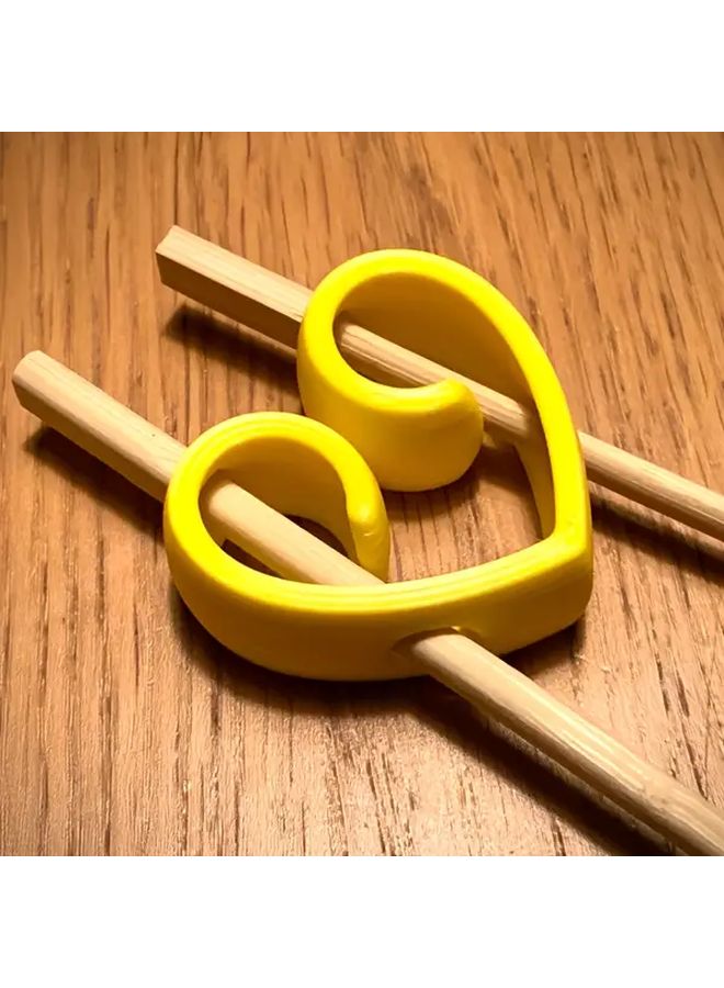 Yellow 1pc Chopstick Helper Training Loop Non Slip Grip for Beginners Portable Kitchen Tool - Image 1