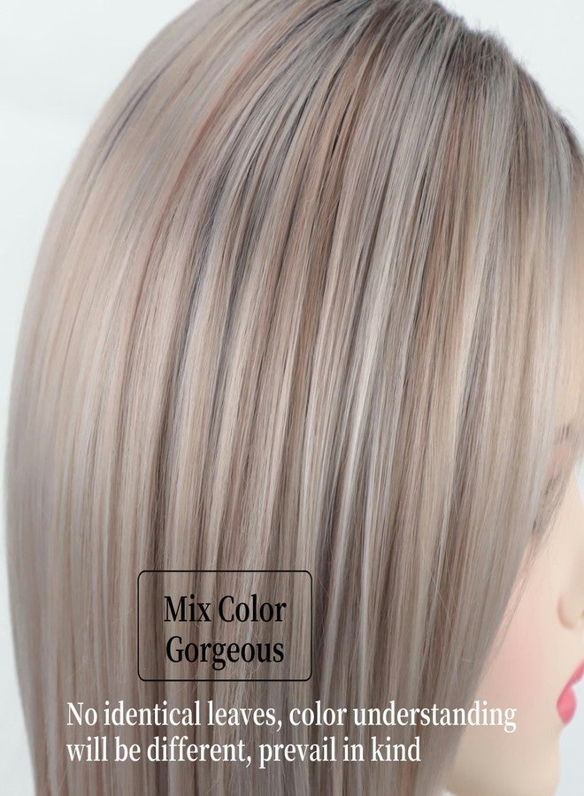 RENERSHOW Layered Pixie Bob Wig with Bangs Straight Hair Wigs for White Women Rose Blonde 12inch Synthetic Ombre Bob Natural Looking Daily Party Wig - Image 3