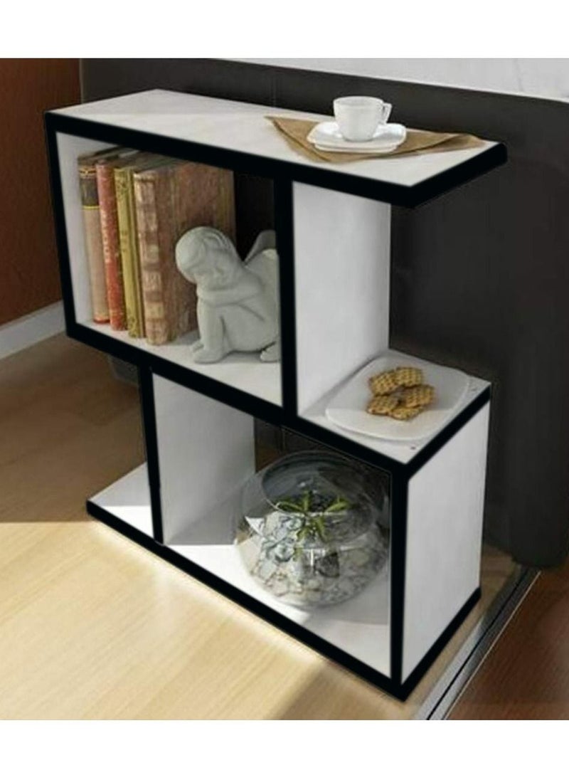 MODERN HOME - side and Coffee Table - 60×60×20 Cm - White+Black - Image 1