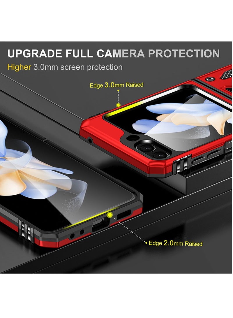 Captaintech Samsung Galaxy Z Flip 5 Case, Built in 360 ° Rotate Ring Kickstand, , Heavy Duty Shockproof Protective Case for Galaxy Z Flip 5 6.7 inch Red - Image 4