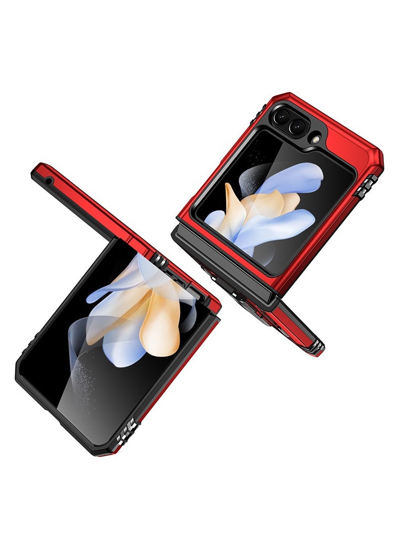 Captaintech Samsung Galaxy Z Flip 5 Case, Built in 360 ° Rotate Ring Kickstand, , Heavy Duty Shockproof Protective Case for Galaxy Z Flip 5 6.7 inch Red - Image 3