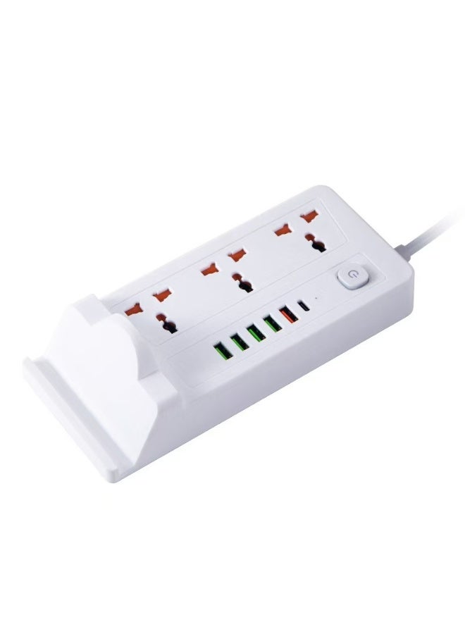 مقبس توقيت الشحن اللاسلكي العالمي متعدد الوظائف مع مفتاح لوحة الطاقة 2 متر ، مناسبة للاستخدام المنزلي ، ومواصلات USB متعددة ، مناسبة للهواتف الذكية والأجهزة اللوحية والمكاتب المنزلية والفنادق