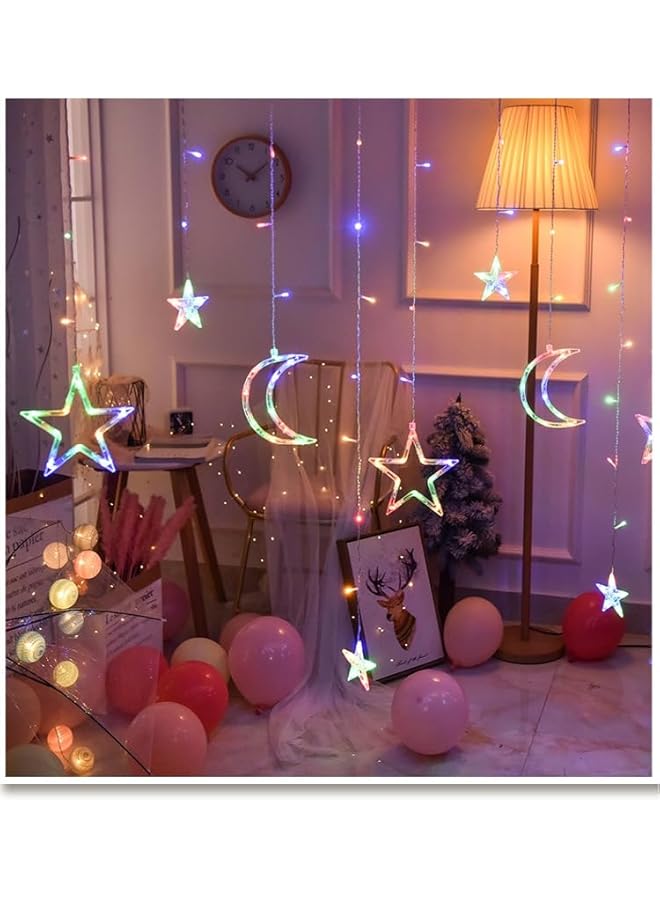 The Bros Ramadan Curtain String Lights,3.5M Decorative Starry String Lights, Moons and Stars LED Night Light for Ramadan Home Decorations Party, USB and Battery Box Powered (Colorful) - Image 3