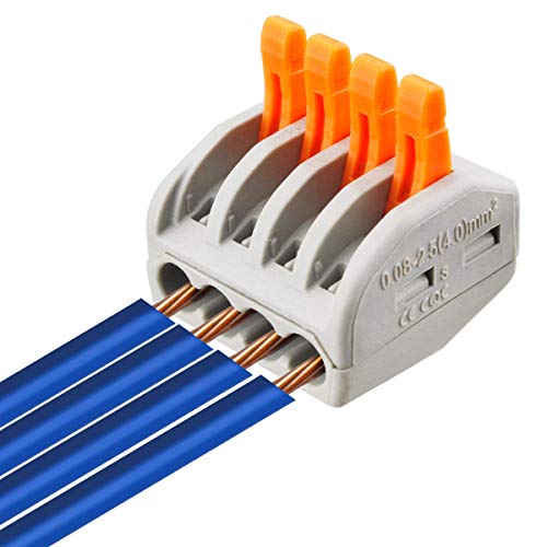 XHF 115 PCS Lever Wire Electrical Connectors Nuts Kit with Bases&Screws 28-12 AWG, Multiple Stud Electrical Connectors 2/3/4/5 Conductor Combination, Quick Disconnect Compact Splicing - Image 3