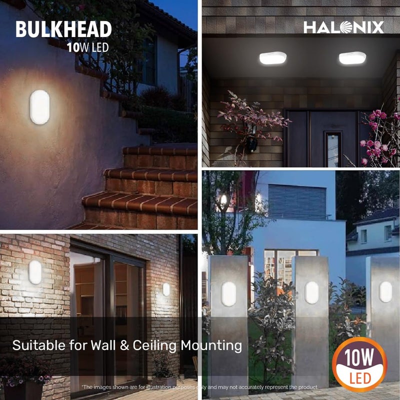 Halonix 10W wall Lamp LED Oval Shape Outdoor Bulkhead Outdoor light waterproof IP65 Waterproof Porch Light for Outdoor Garden Bathroom Light Cool White Pack of 1 - Image 4
